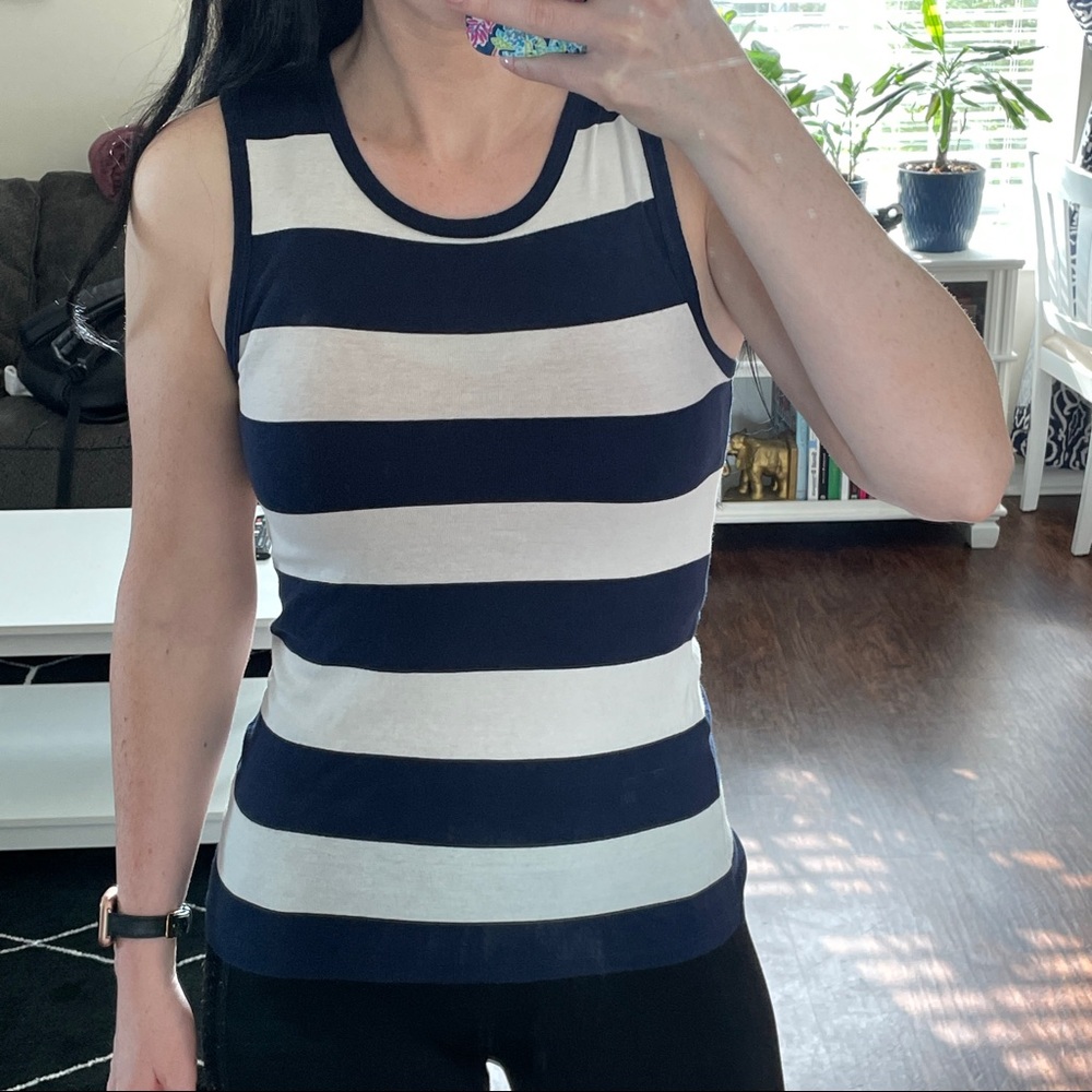 J.Crew blue and white striped tank top